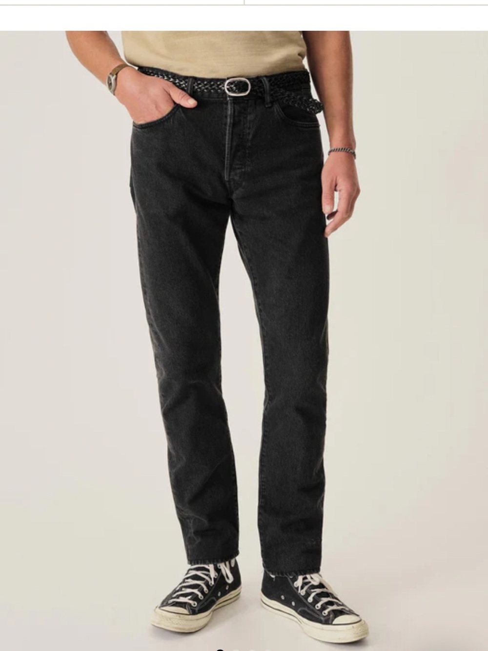 Buck Mason Japanese Denim Maverick Slim black jeans.